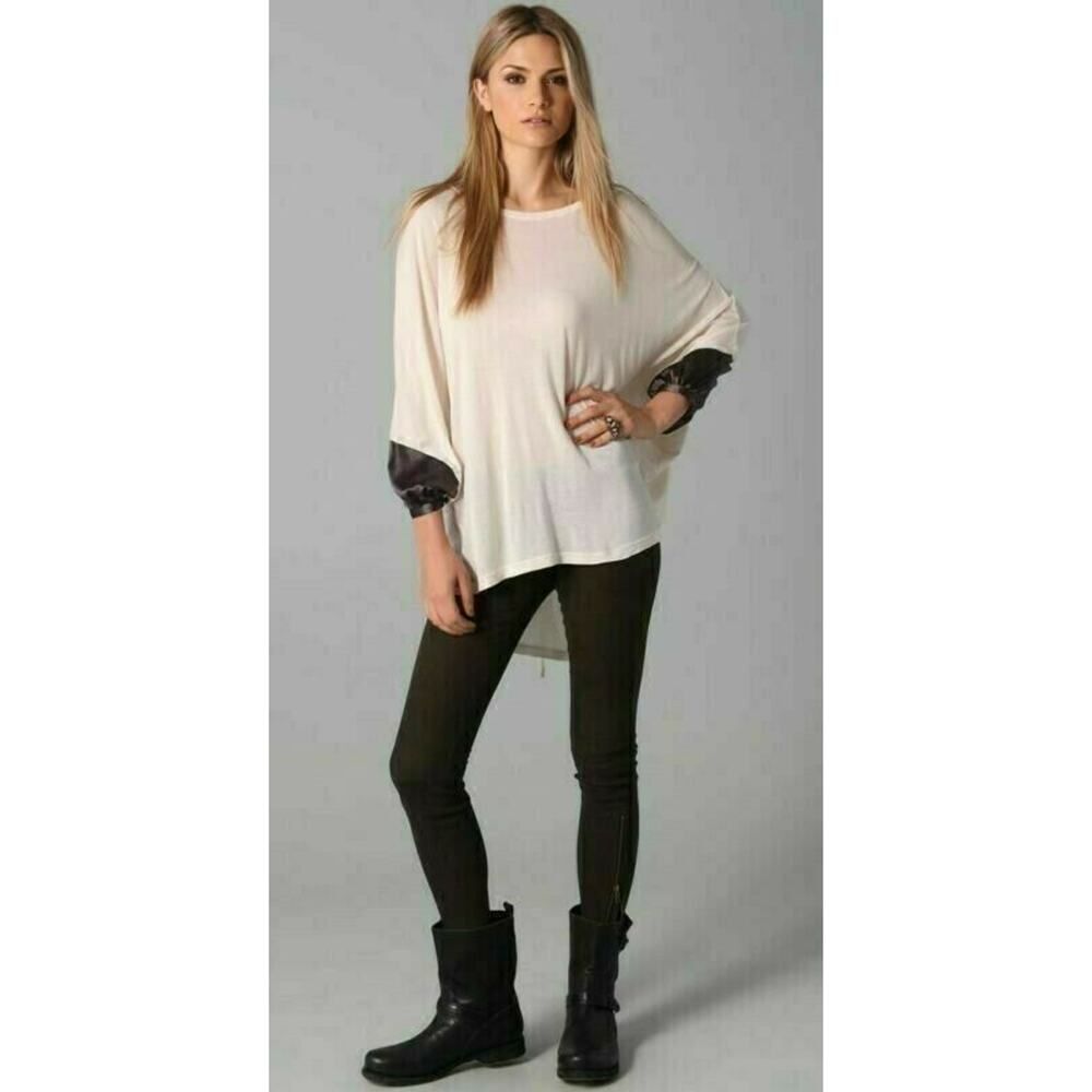 $77 PENCEY STANDARD Silk Blush SOBO Oversized Tunic Tee Blouse Slouchy Summer XS